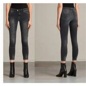 All saints biker cropped jeans